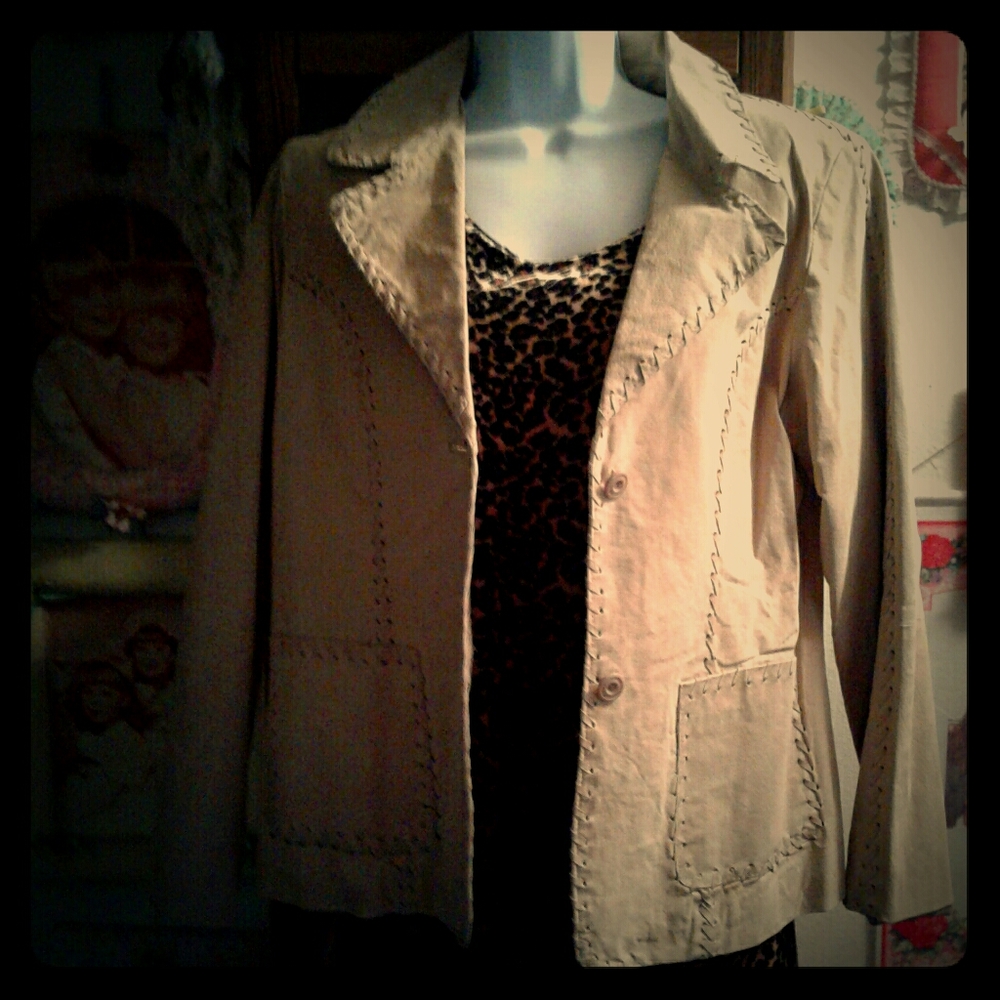 NWOT, Vintage 80's,Tan, Leather, Western-Style/Cowgirl/Southwestern  Jacket